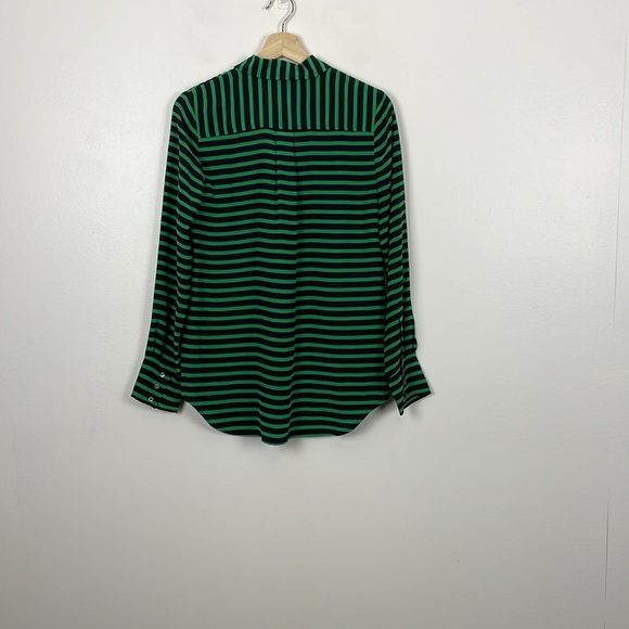J Crew Silk Womens 2 Long Sleeve Striped Pullover 1/2 Button 2 Pockets Tunic Top - Picture 5 of 8